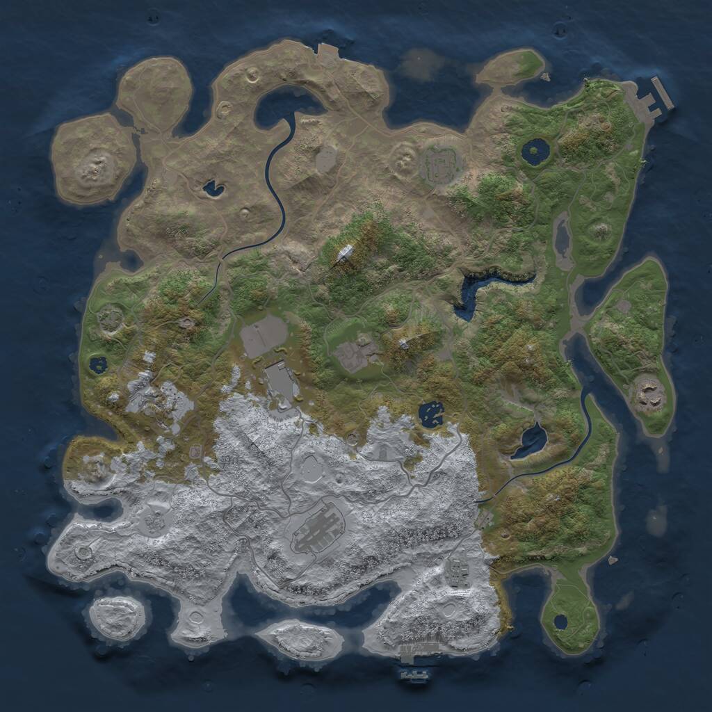 Rust Map: Procedural Map, Size: 4000, Seed: 1233771192, 14 Monuments