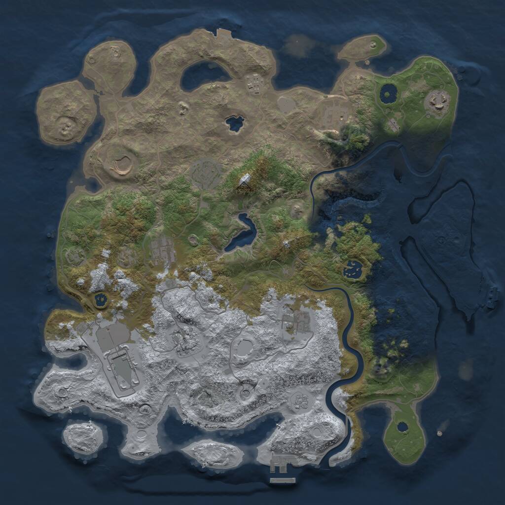 Rust Map: Procedural Map, Size: 4000, Seed: 1233771192, 16 Monuments