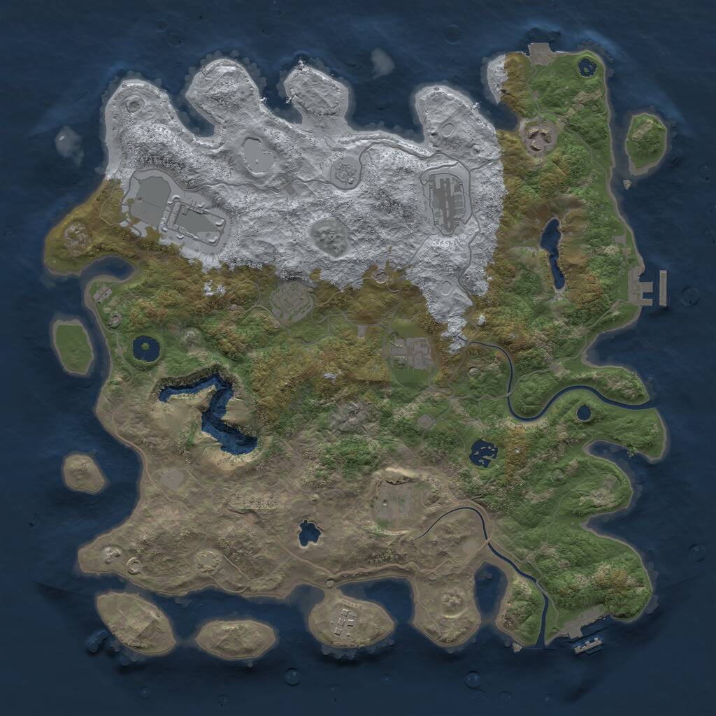 Rust Map: Procedural Map, Size: 4000, Seed: 284173767, 14 Monuments