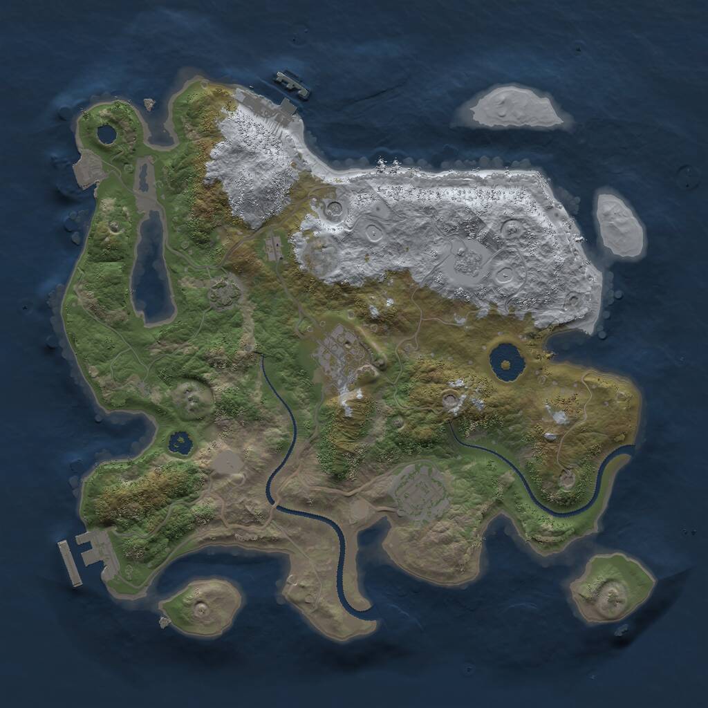 Rust Map: Procedural Map, Size: 3000, Seed: 83559, 8 Monuments