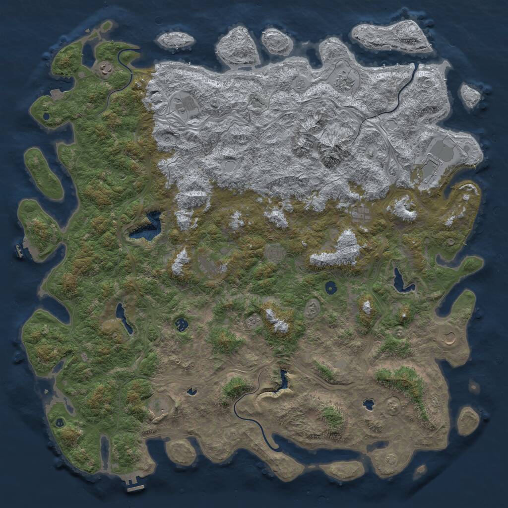 Rust Map: Procedural Map, Size: 6000, Seed: 131072, 17 Monuments