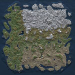 Thumbnail Rust Map: Procedural Map, Size: 6000, Seed: 131072, 17 Monuments