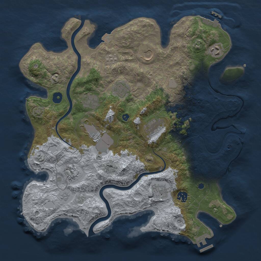 Rust Map: Procedural Map, Size: 3700, Seed: 771130470, 16 Monuments