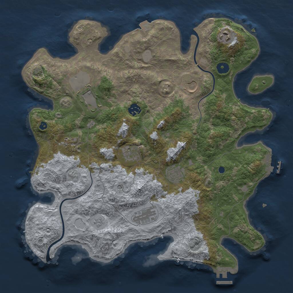 Rust Map: Procedural Map, Size: 3700, Seed: 771130470, 14 Monuments