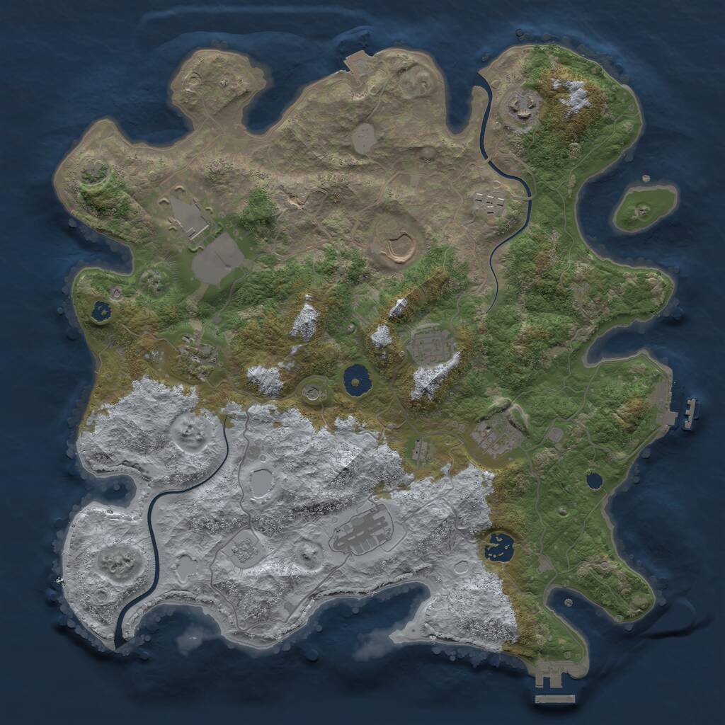 Rust Map: Procedural Map, Size: 3700, Seed: 771130470, 15 Monuments