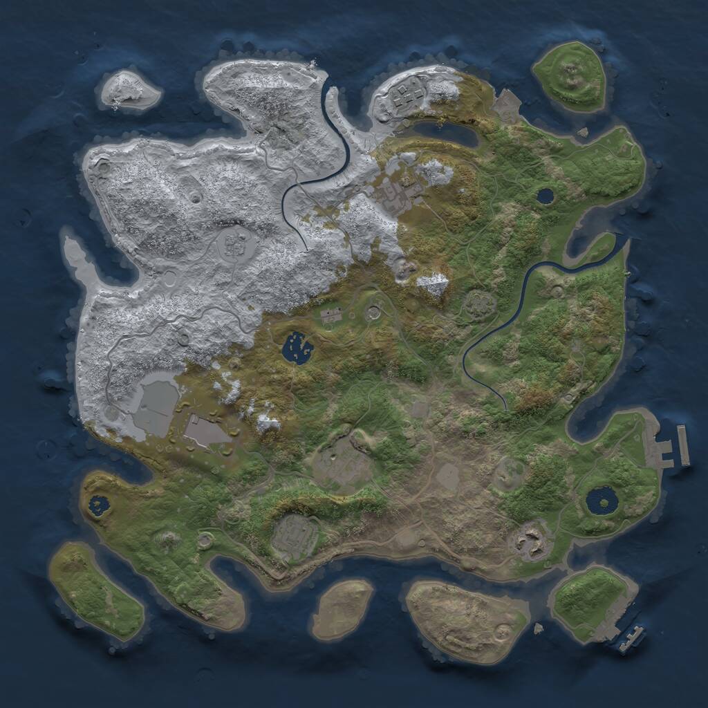 Rust Map: Procedural Map, Size: 3500, Seed: 446955394, 13 Monuments