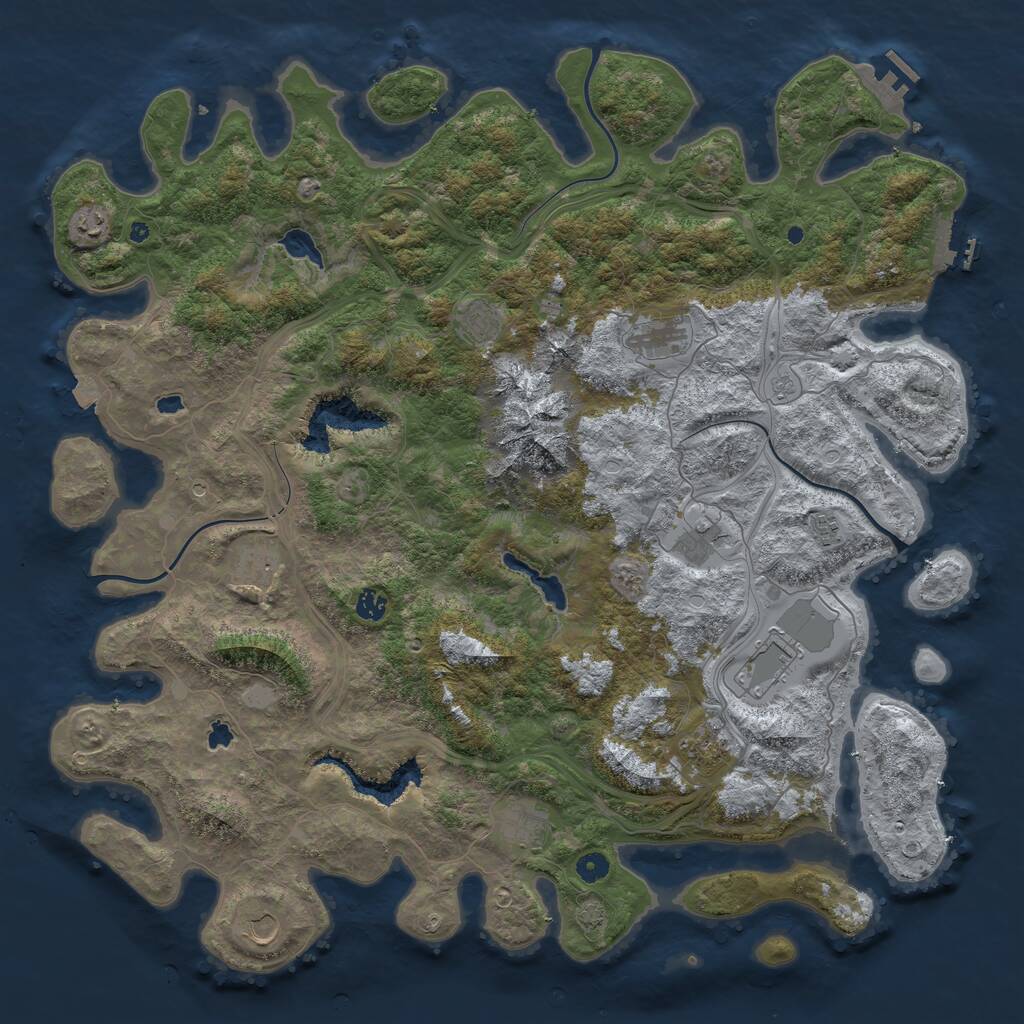 Rust Map: Procedural Map, Size: 5000, Seed: 345798954, 17 Monuments