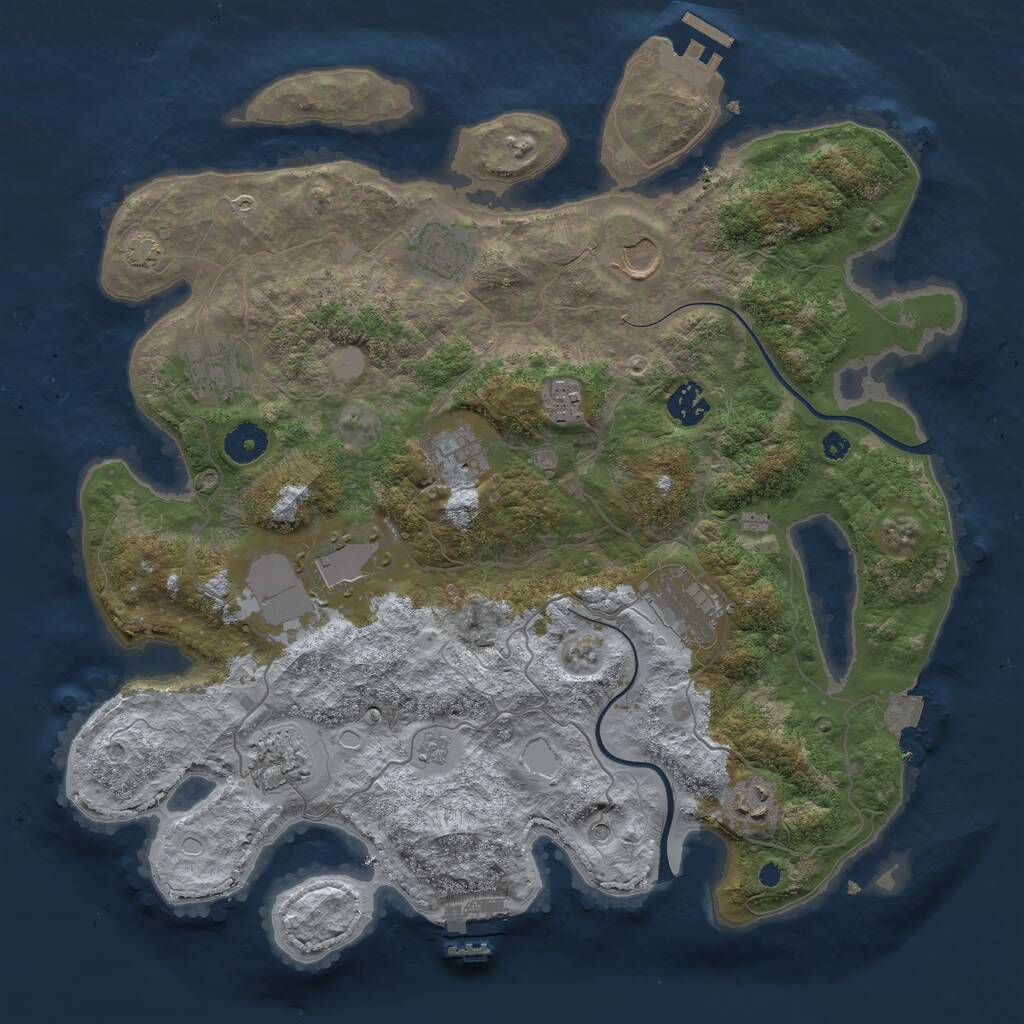 Rust Map: Procedural Map, Size: 3750, Seed: 685787090, 16 Monuments