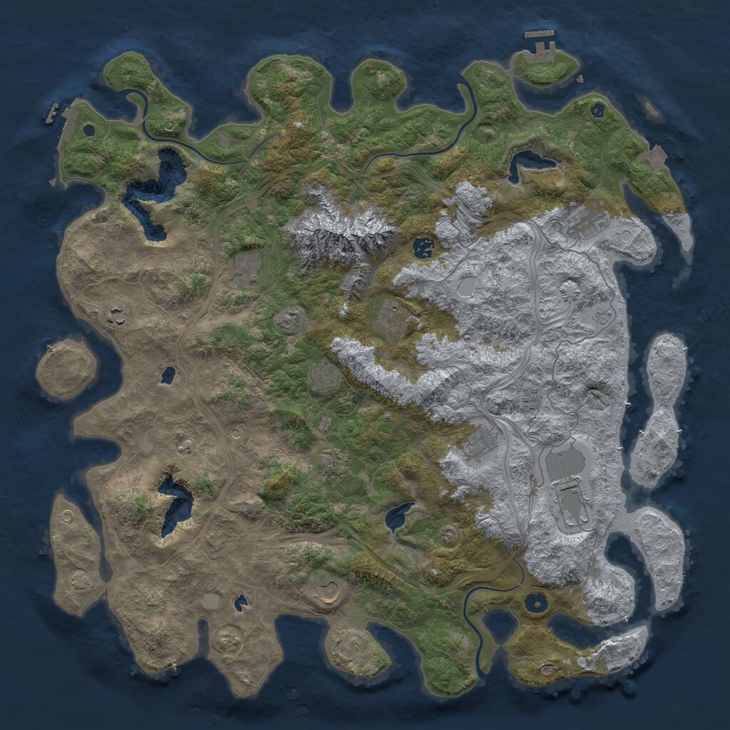 Rust Map: Procedural Map, Size: 5000, Seed: 527407550, 17 Monuments