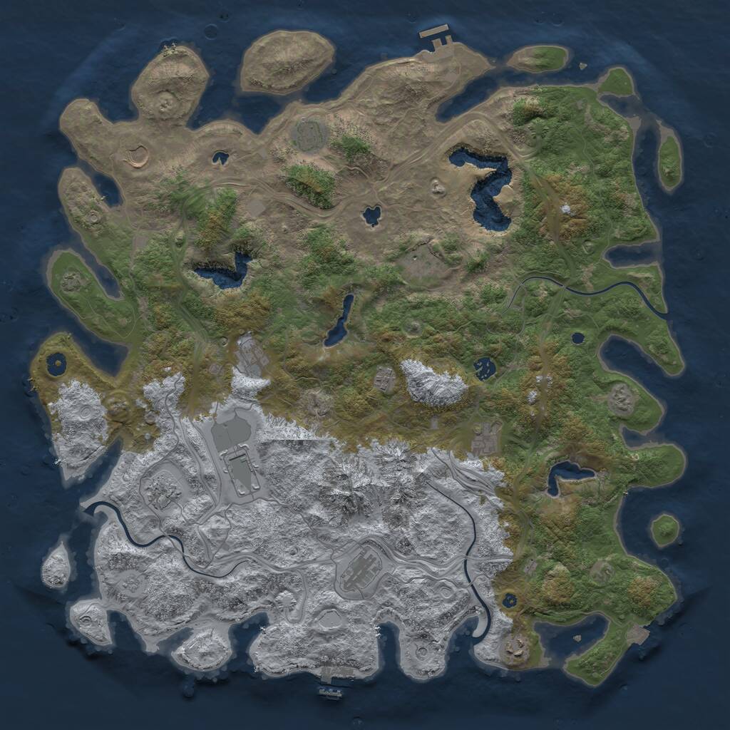Rust Map: Procedural Map, Size: 5000, Seed: 1210506875, 17 Monuments