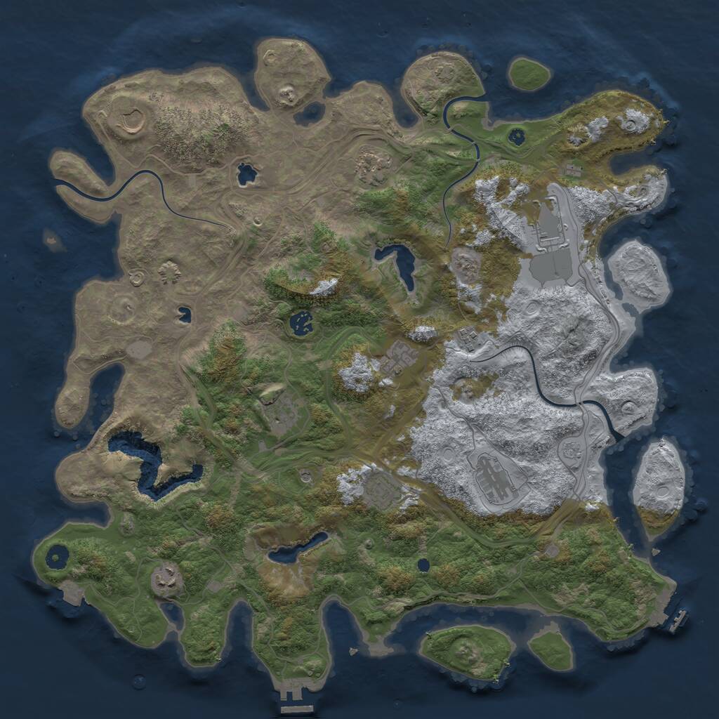 Rust Map: Procedural Map, Size: 4500, Seed: 38927274, 16 Monuments