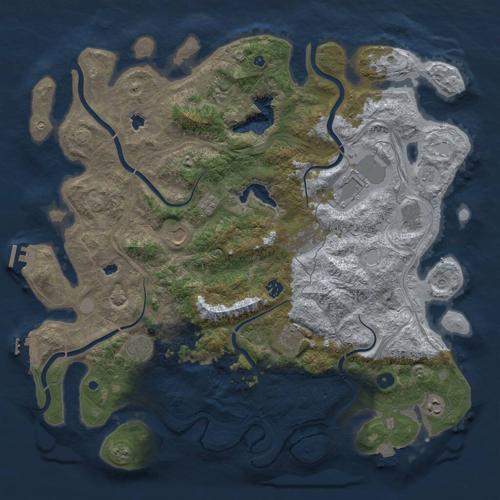 Rust Map: Procedural Map, Size: 4500, Seed: 451016605, 16 Monuments