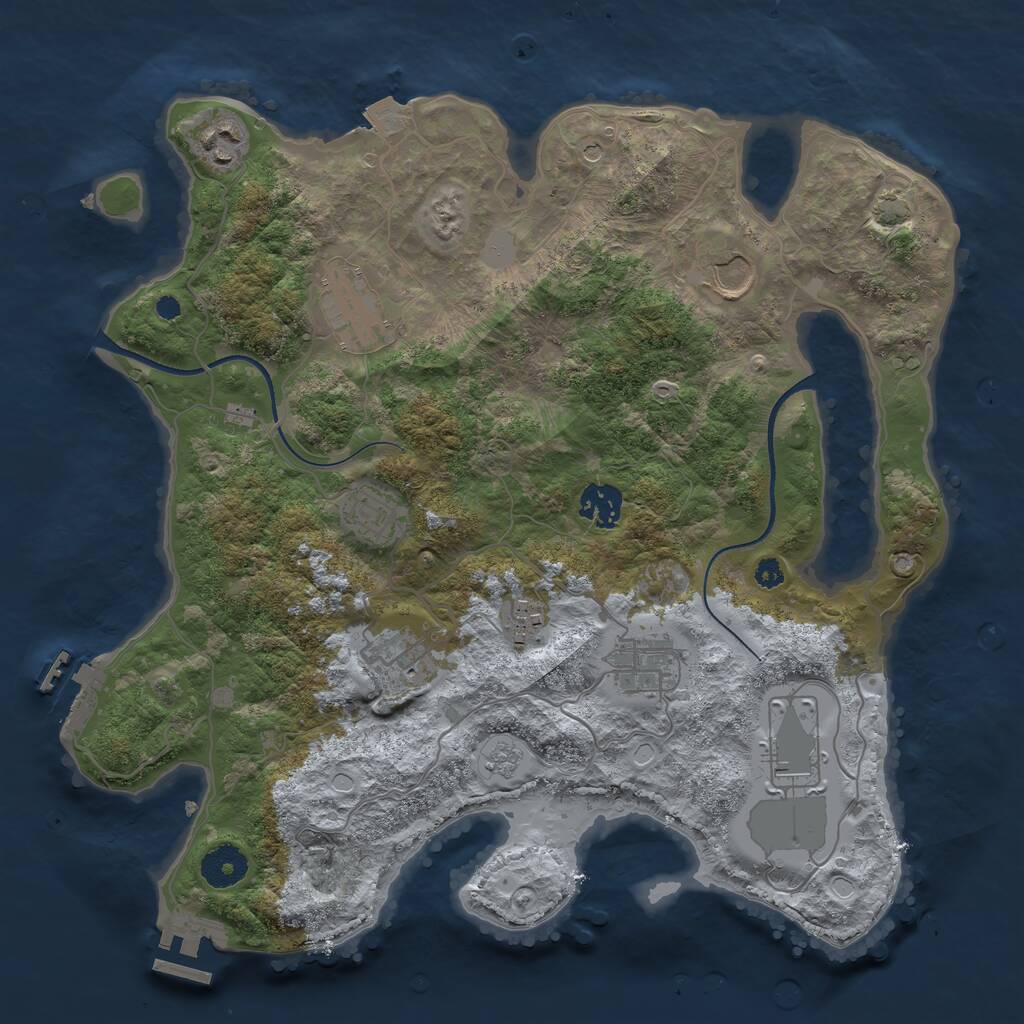 Rust Map: Procedural Map, Size: 3500, Seed: 1415452511, 15 Monuments