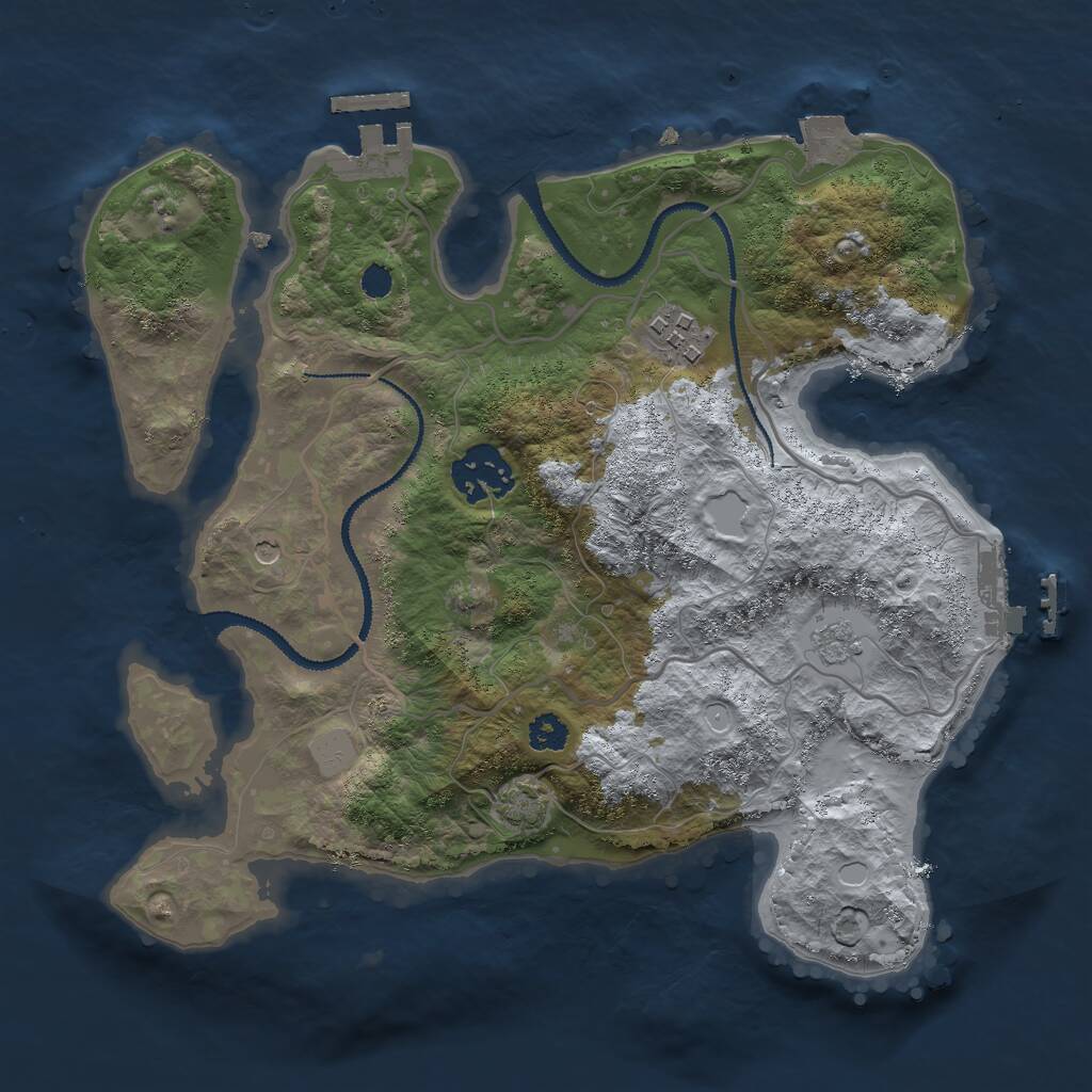 Rust Map: Procedural Map, Size: 2800, Seed: 53749, 8 Monuments