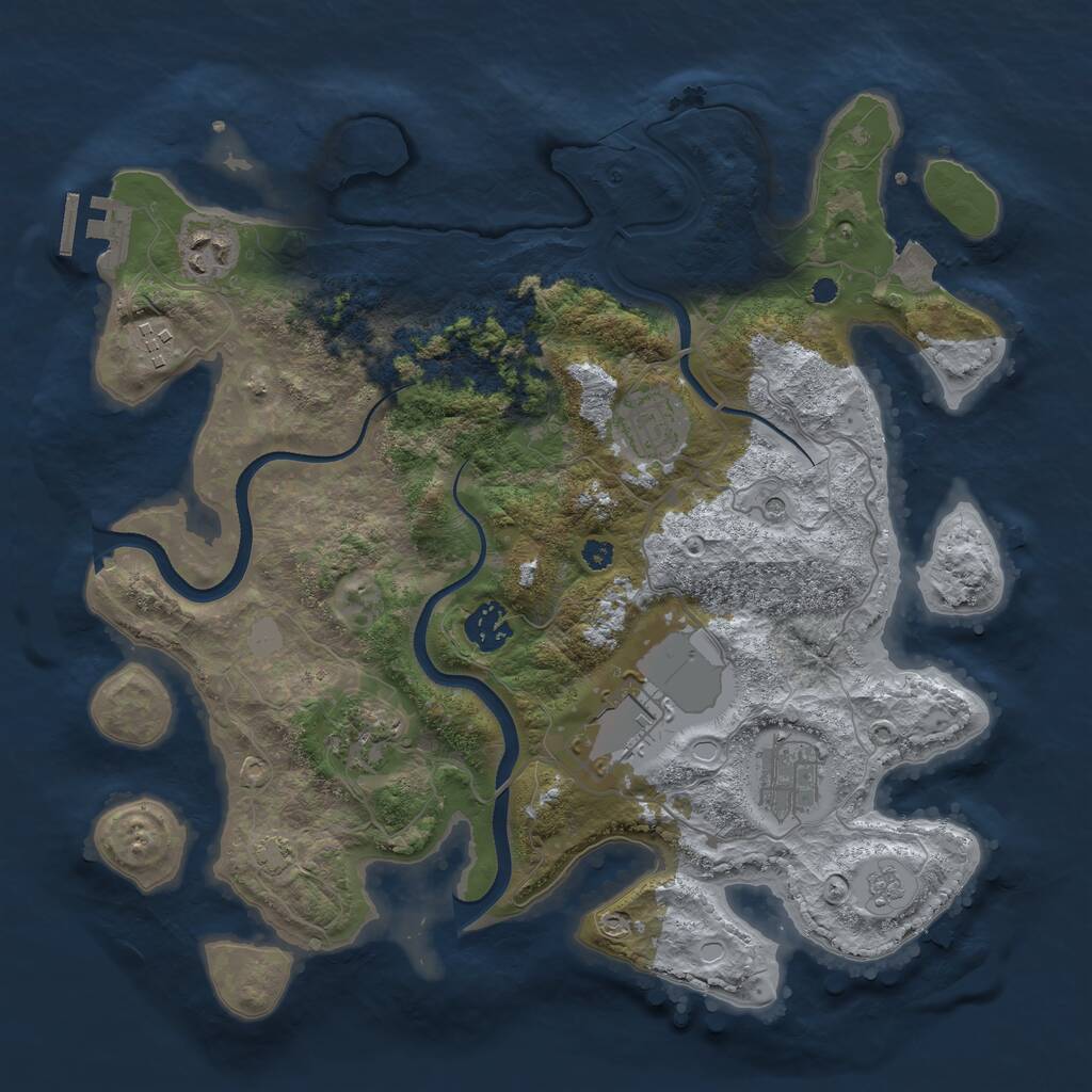 Rust Map: Procedural Map, Size: 3500, Seed: 2072441236, 12 Monuments