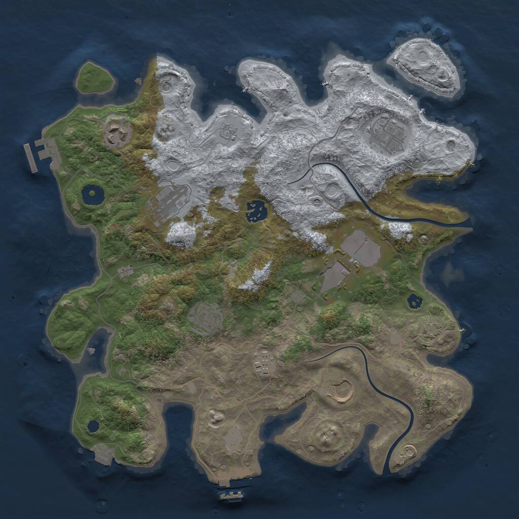 Rust Map: Procedural Map, Size: 3500, Seed: 1164106154, 14 Monuments