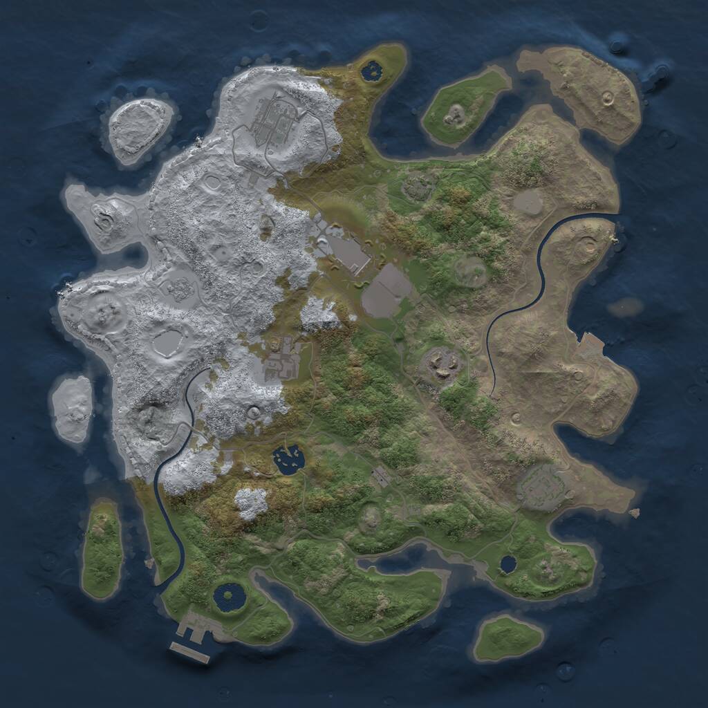 Rust Map: Procedural Map, Size: 3500, Seed: 1515418027, 10 Monuments