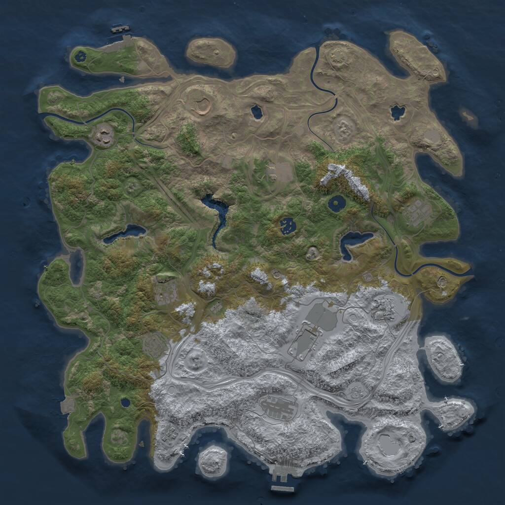 Rust Map: Procedural Map, Size: 4500, Seed: 1133922792, 17 Monuments