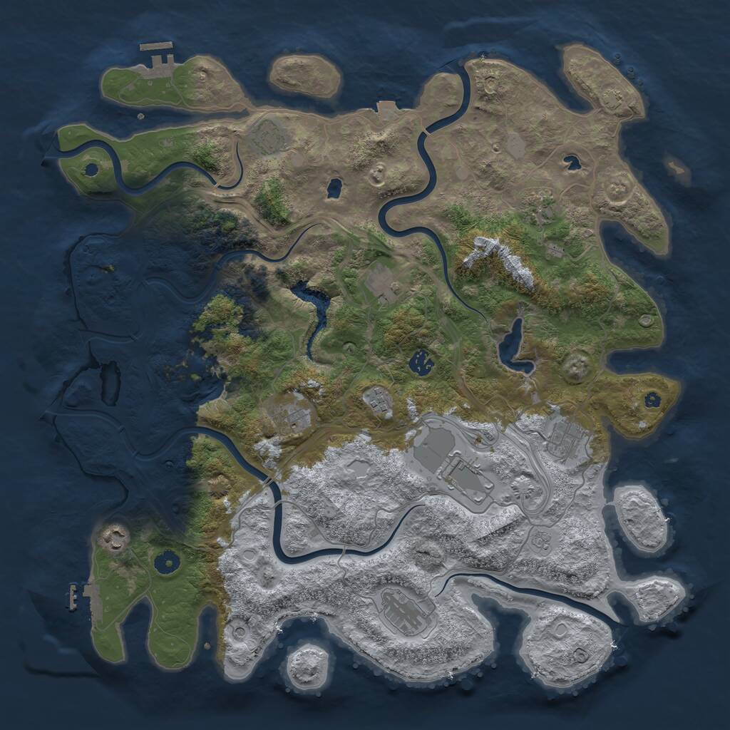 Rust Map: Procedural Map, Size: 4500, Seed: 1133922792, 16 Monuments