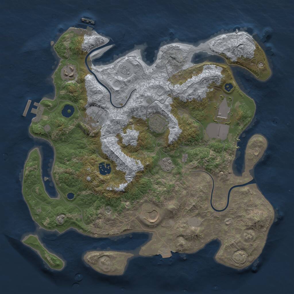 Rust Map: Procedural Map, Size: 3500, Seed: 227666121, 13 Monuments