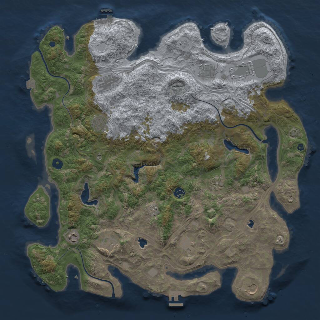 Rust Map: Procedural Map, Size: 4500, Seed: 1256078956, 17 Monuments