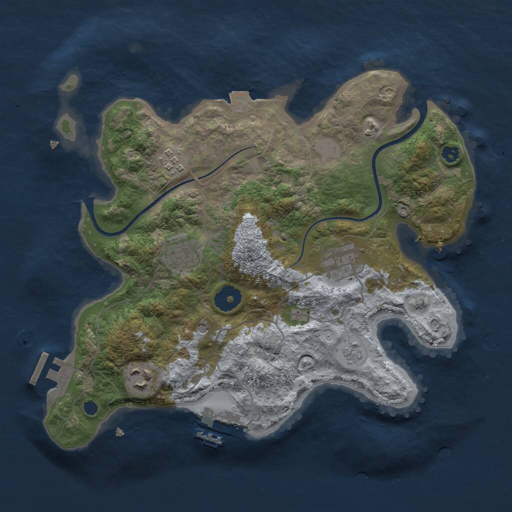 Rust Map: Procedural Map, Size: 3000, Seed: 69671993, 9 Monuments