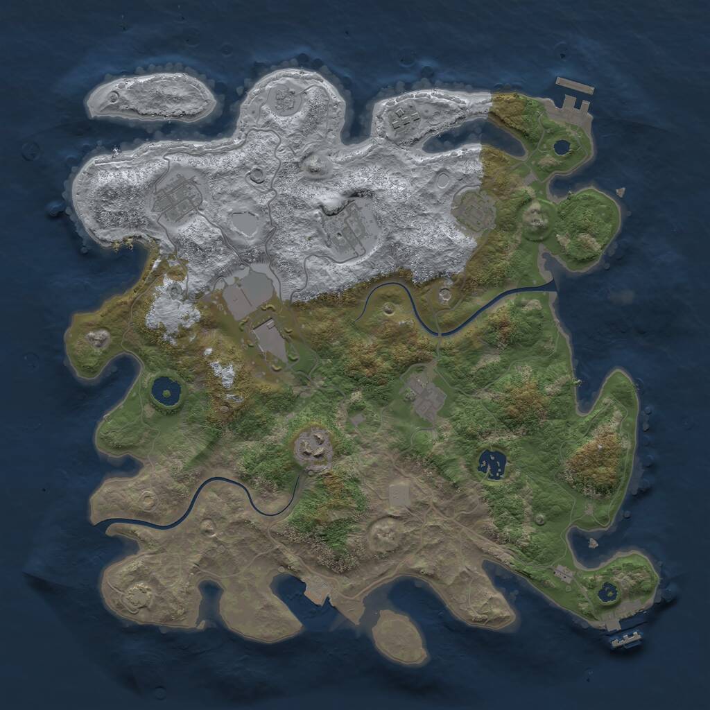Rust Map: Procedural Map, Size: 3700, Seed: 885181198, 14 Monuments