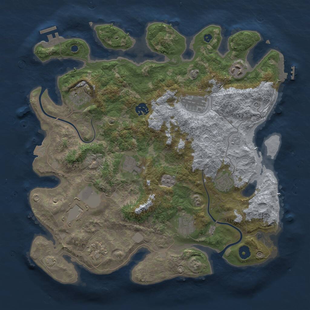 Rust Map: Procedural Map, Size: 3700, Seed: 890979169, 16 Monuments