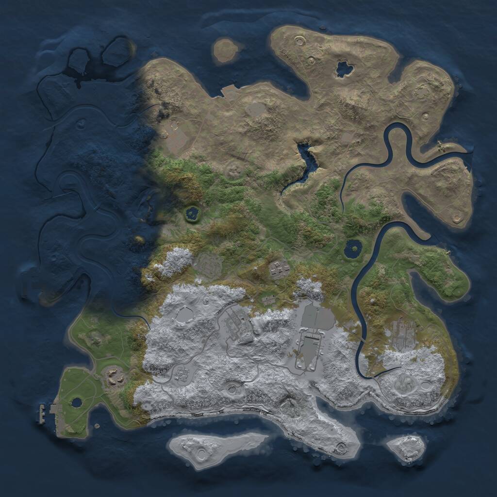 Rust Map: Procedural Map, Size: 4000, Seed: 802971297, 13 Monuments