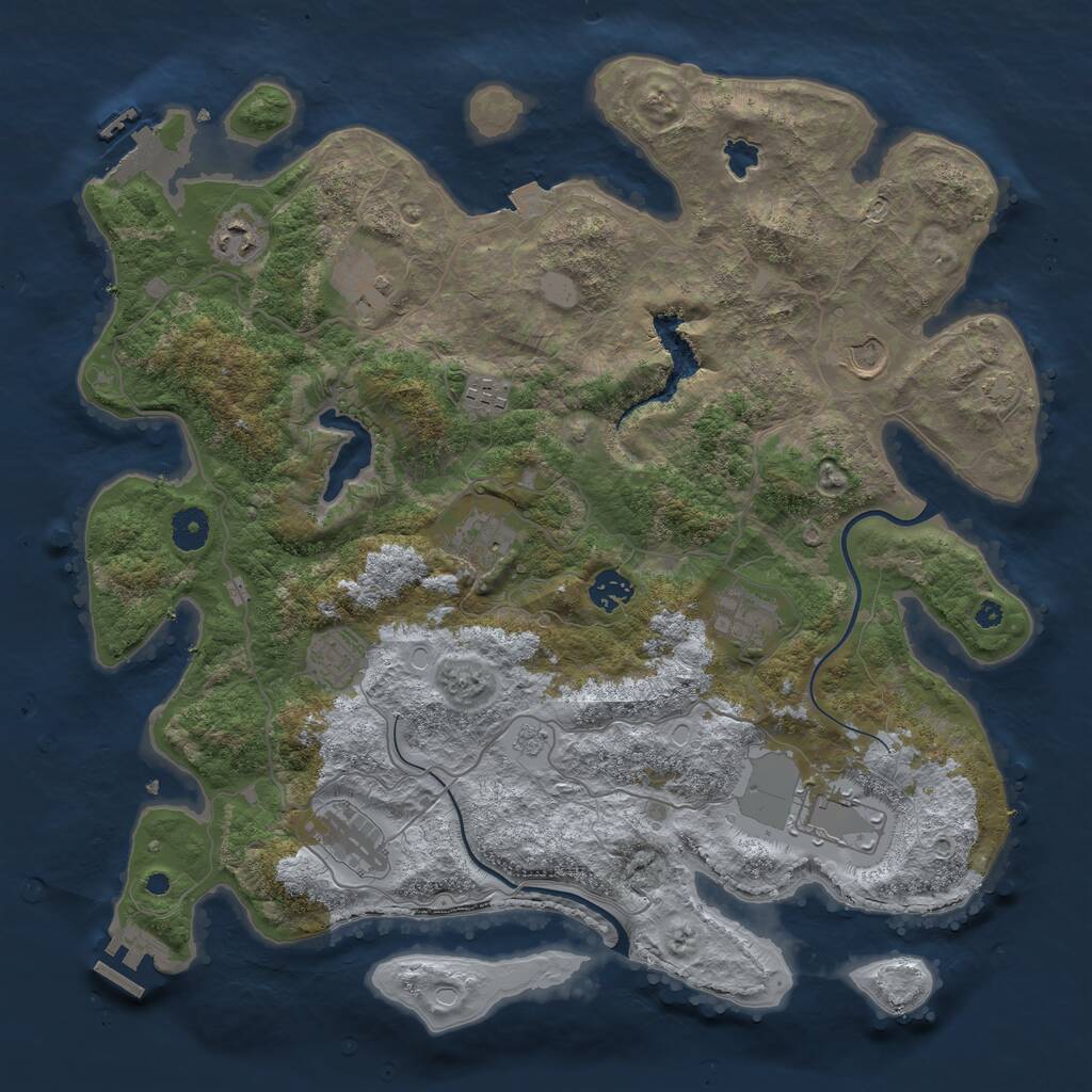 Rust Map: Procedural Map, Size: 4000, Seed: 802971297, 15 Monuments