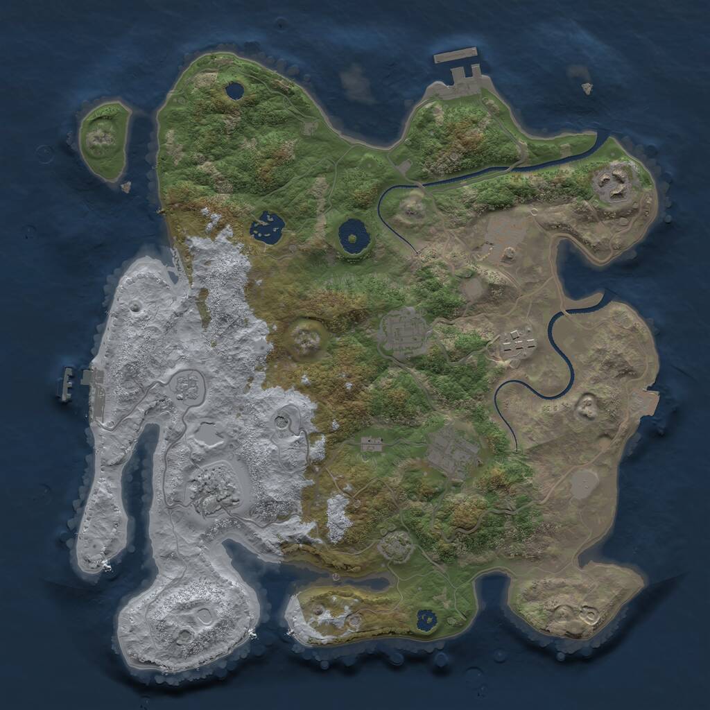 Rust Map: Procedural Map, Size: 3300, Seed: 1782542296, 13 Monuments
