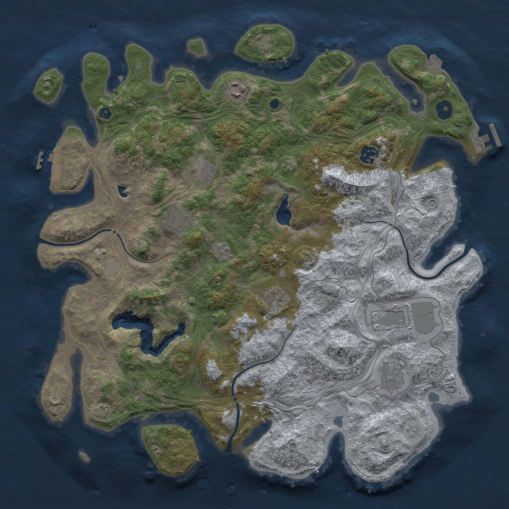 Rust Map: Procedural Map, Size: 4250, Seed: 1790447541, 14 Monuments