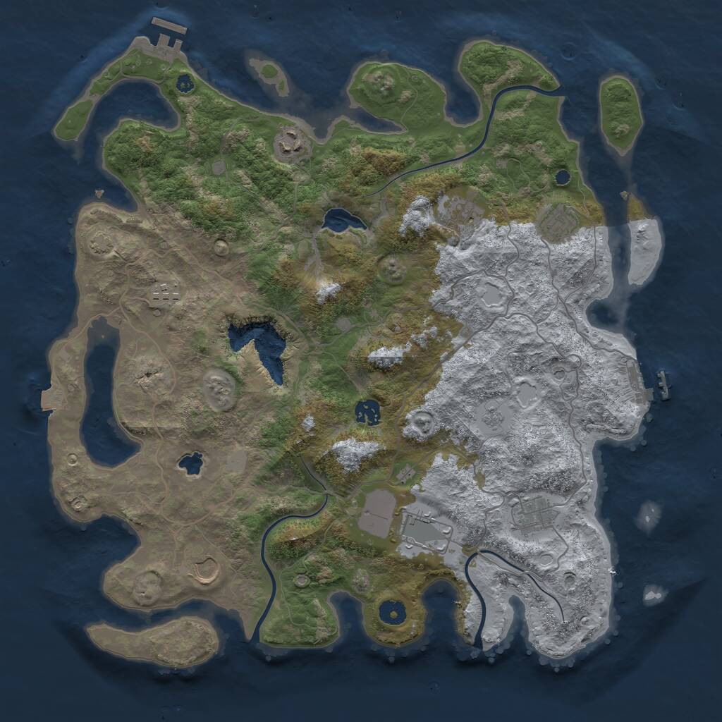 Rust Map: Procedural Map, Size: 4096, Seed: 231615704, 14 Monuments