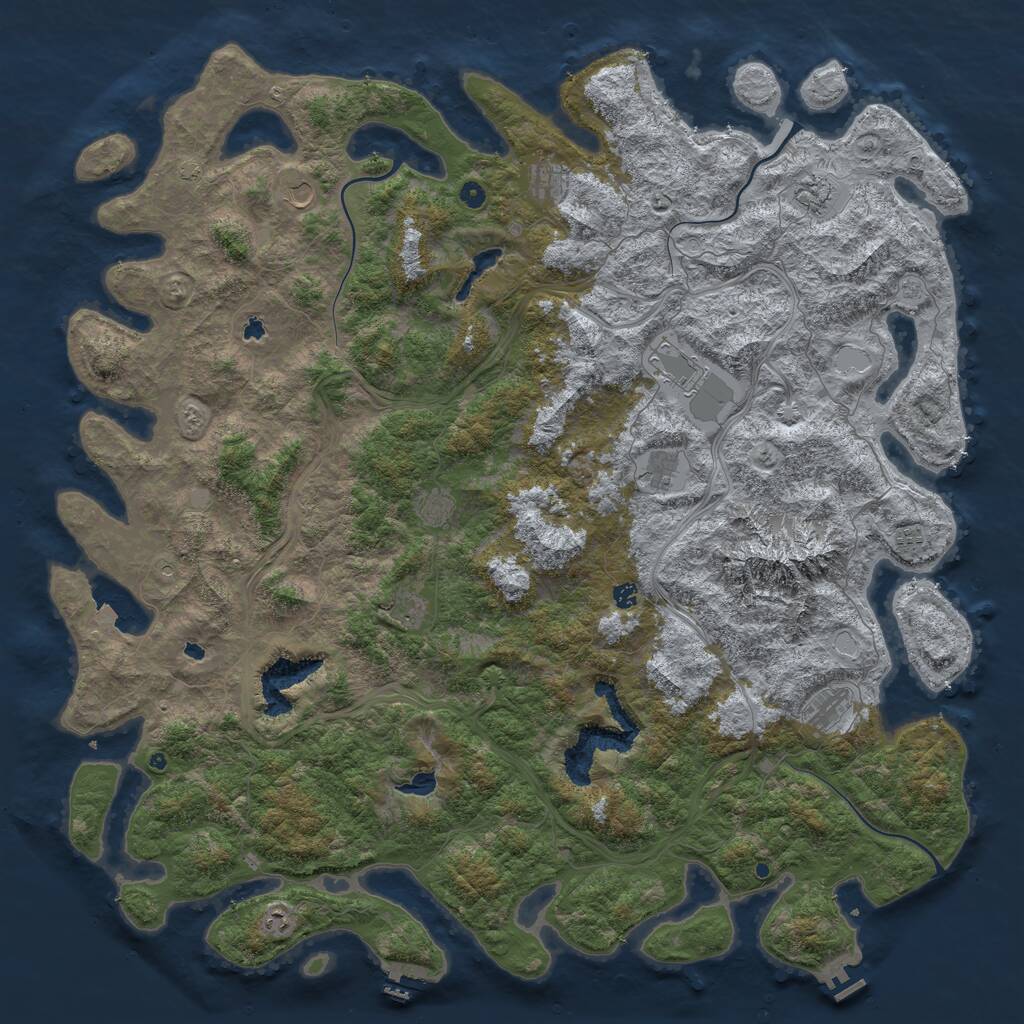 Rust Map: Procedural Map, Size: 6000, Seed: 344710, 17 Monuments