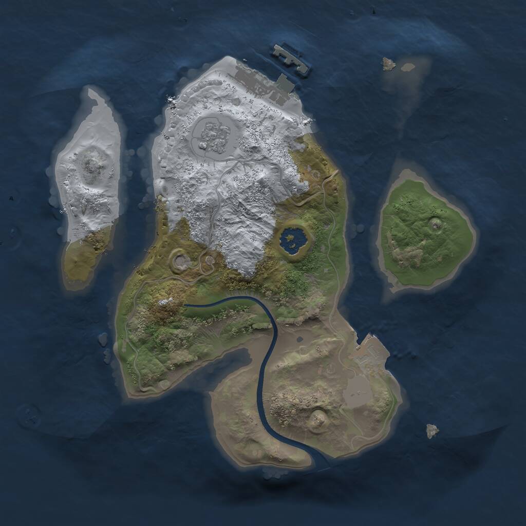 Rust Map: Procedural Map, Size: 2000, Seed: 289643, 3 Monuments