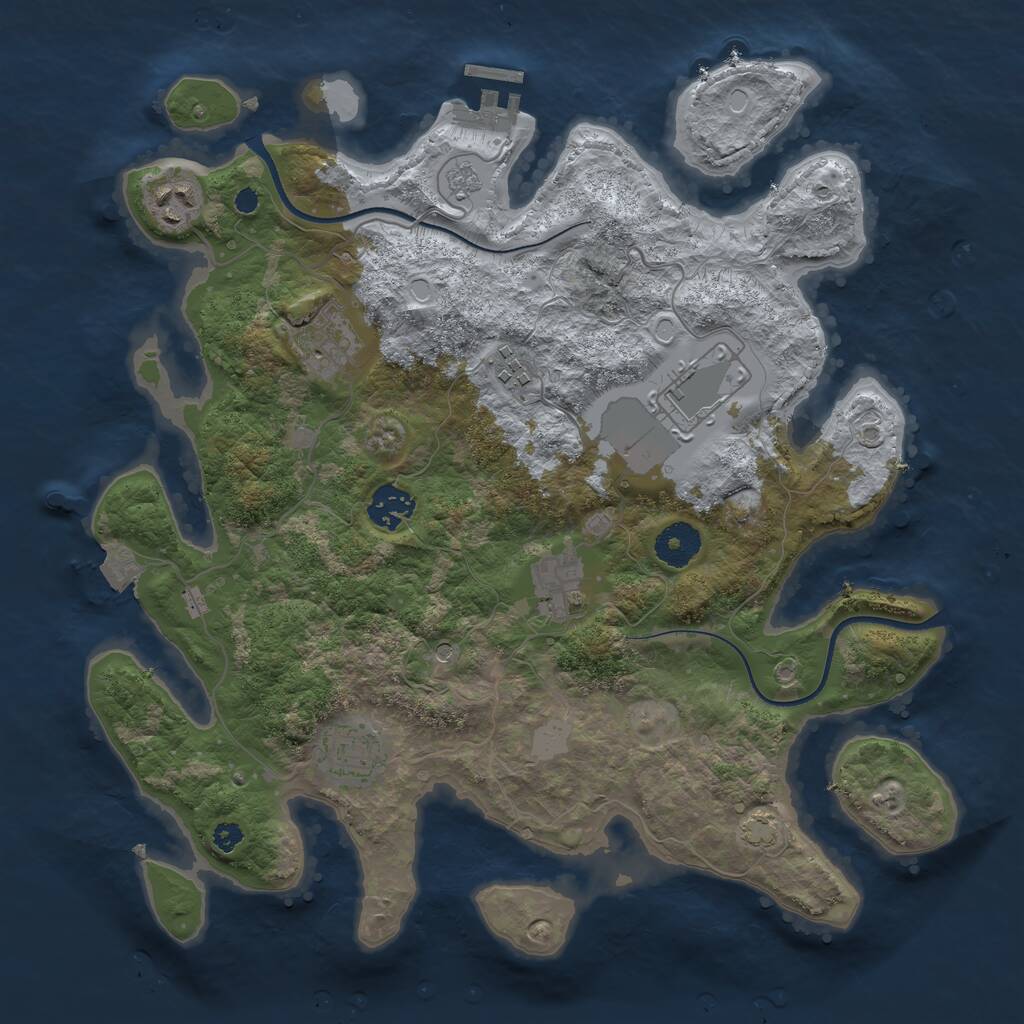 Rust Map: Procedural Map, Size: 3500, Seed: 1728385611, 12 Monuments