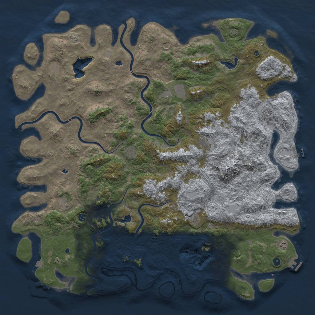 Rust Map: Procedural Map, Size: 6000, Seed: 1730854876, 17 Monuments