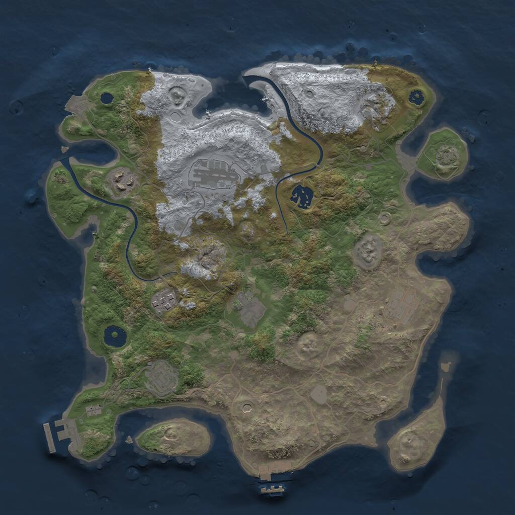 Rust Map: Procedural Map, Size: 3442, Seed: 1248485422, 13 Monuments