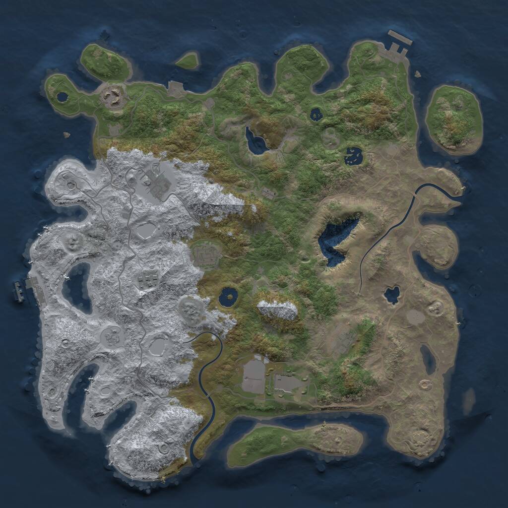 Rust Map: Procedural Map, Size: 4000, Seed: 776081328, 13 Monuments