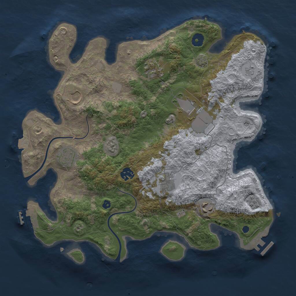 Rust Map: Procedural Map, Size: 3500, Seed: 329407083, 14 Monuments