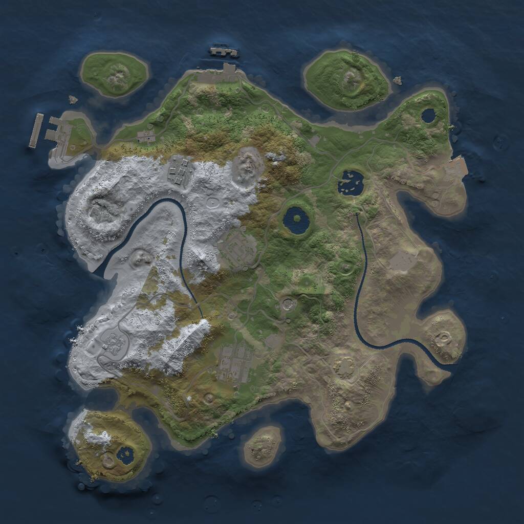 Rust Map: Procedural Map, Size: 3000, Seed: 390593112, 10 Monuments
