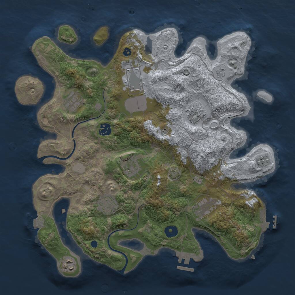 Rust Map: Procedural Map, Size: 3500, Seed: 323647068, 15 Monuments