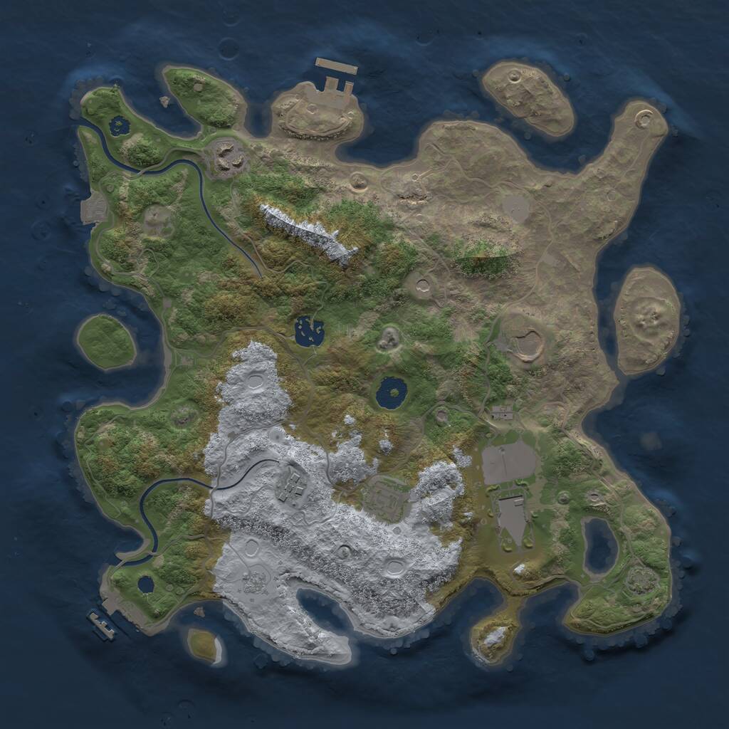 Rust Map: Procedural Map, Size: 3500, Seed: 884991413, 12 Monuments