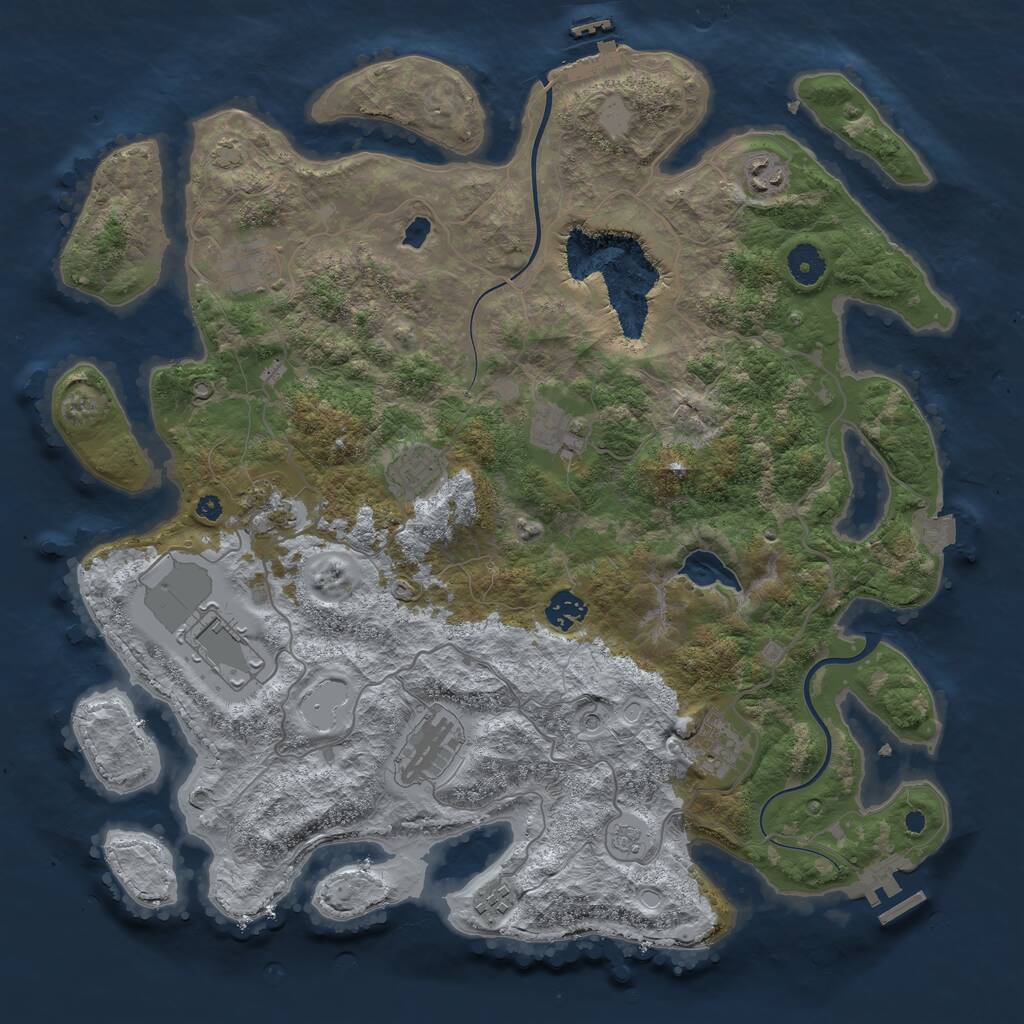 Rust Map: Procedural Map, Size: 4000, Seed: 319504134, 16 Monuments