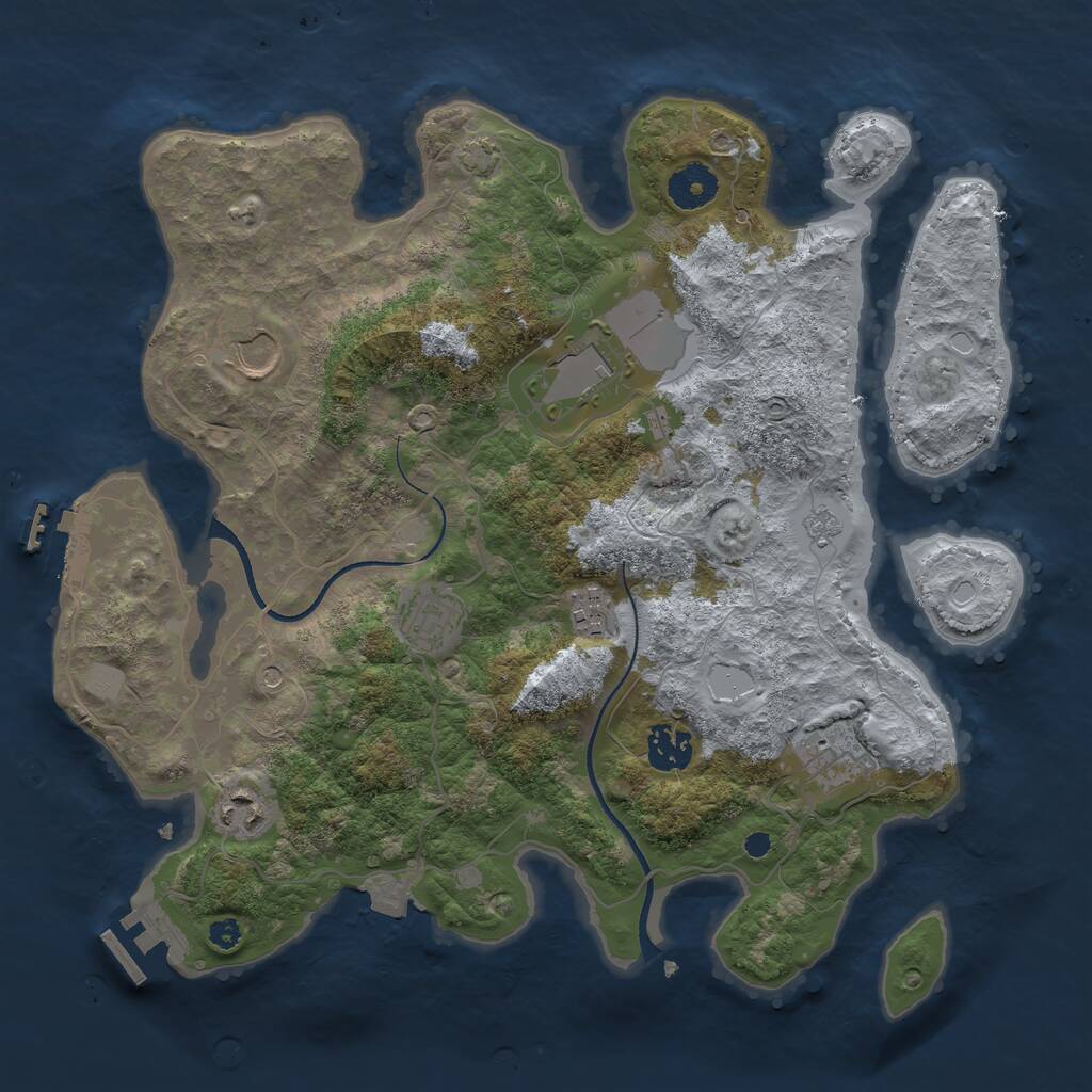 Rust Map: Procedural Map, Size: 3500, Seed: 496843790, 13 Monuments