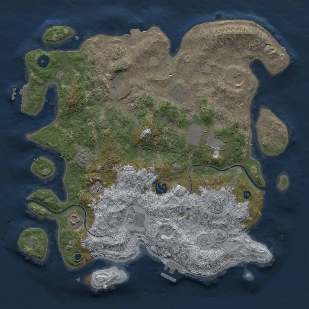 Rust Map: Procedural Map, Size: 3850, Seed: 809969781, 15 Monuments