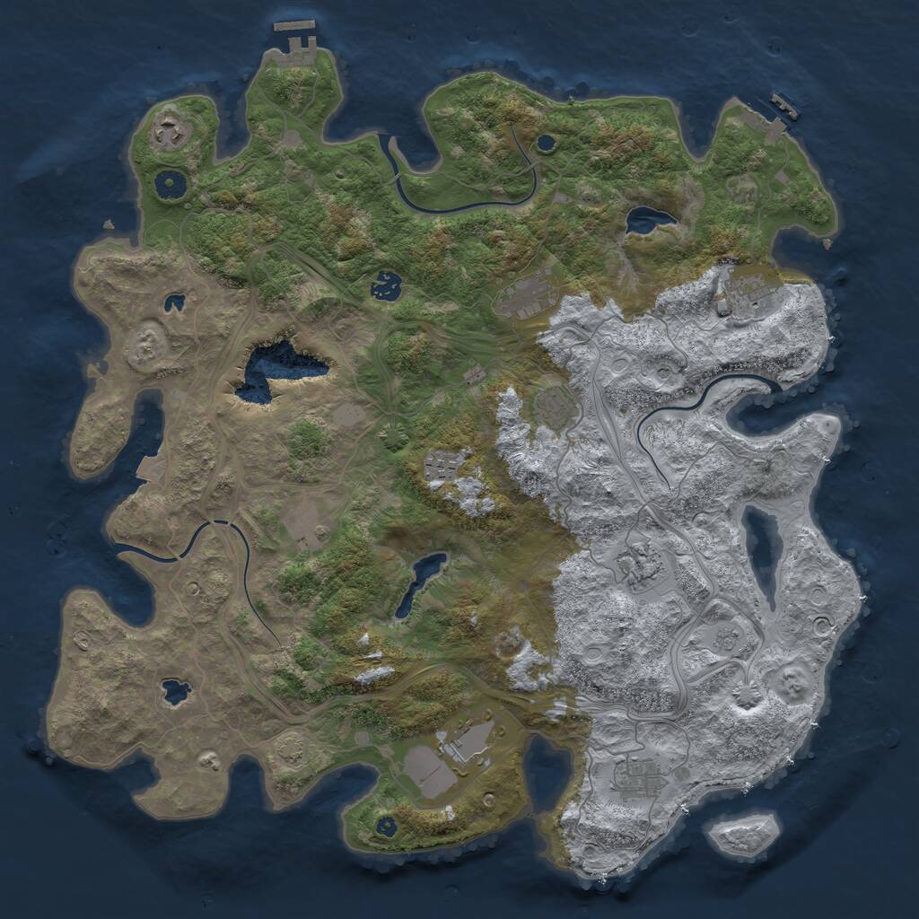 Rust Map: Procedural Map, Size: 4500, Seed: 21314, 16 Monuments