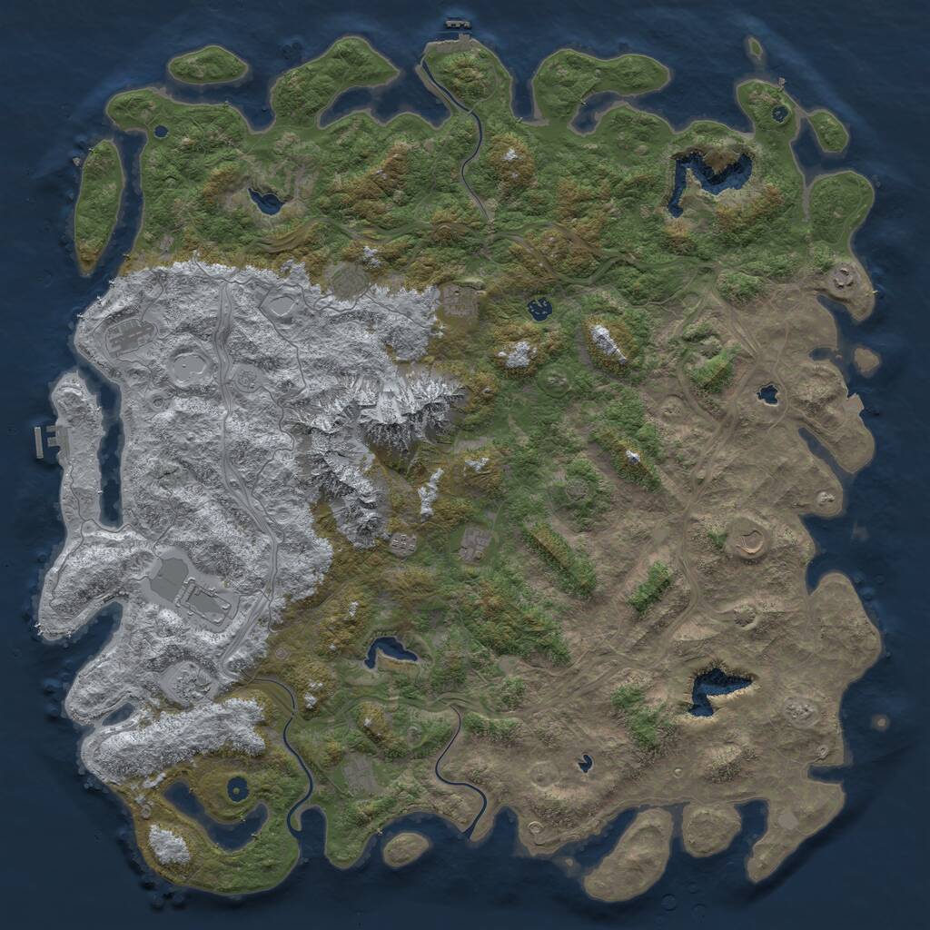 Rust Map: Procedural Map, Size: 6000, Seed: 1121444666, 17 Monuments