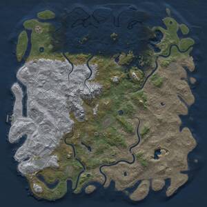 Thumbnail Rust Map: Procedural Map, Size: 6000, Seed: 1121444666, 17 Monuments