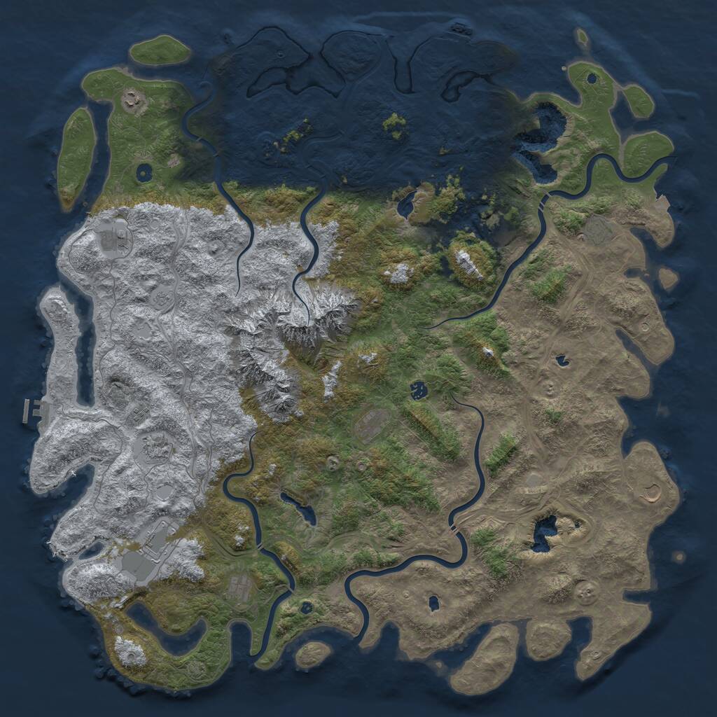 Rust Map: Procedural Map, Size: 6000, Seed: 1121444666, 17 Monuments